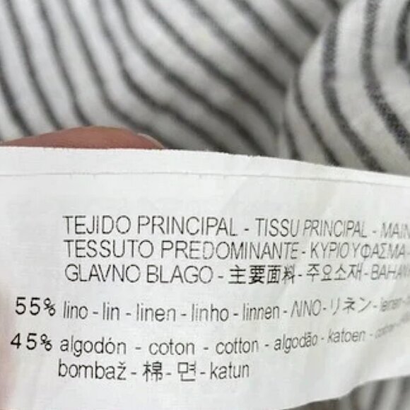 ZARA Tunic Black and White Striped Linen Cotton Blend Sz S - Picture 5 of 5